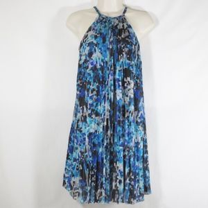 SALE !! Trina Turk Pleated Swing Dress Keyhole Back M